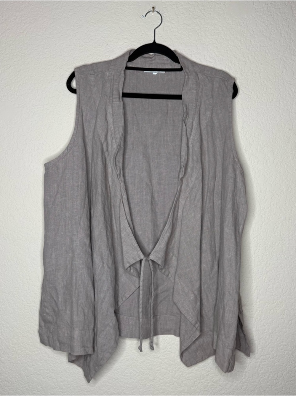 Bryn Walker Koryo Heavy Linen Tan Wrap Top Vest Lagenlook Size 1X - Picture 2 of 6